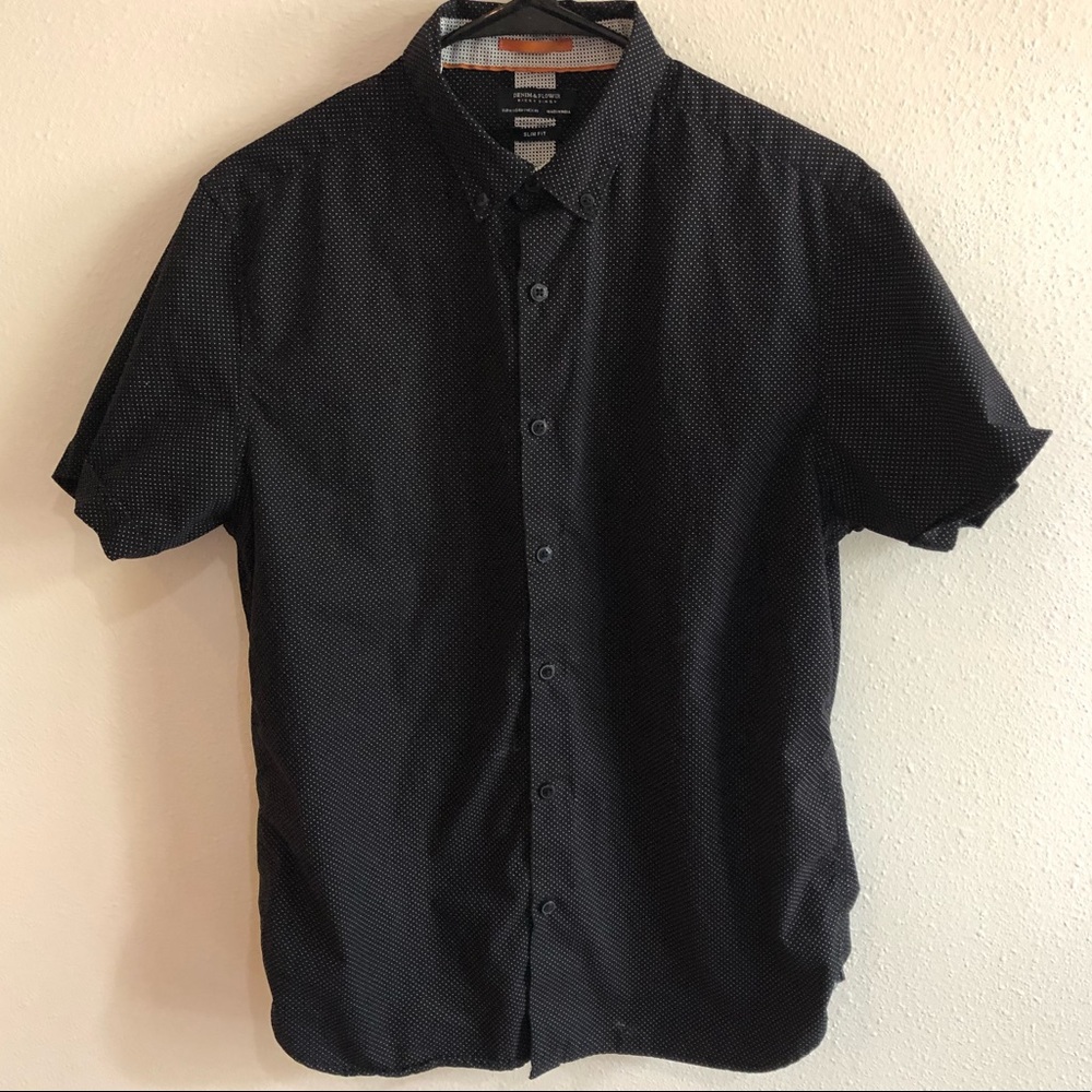 Denim & Flower Short Sleeve Button Down
